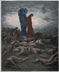 Purgatorio, 20. Gesang: Die Seelen der Geizigen, Illustration aus der Göttlichen Komödie von Dante Alighieri, 1885